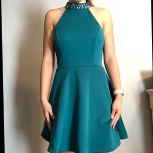 teeze me short teal halter formal dress. size 9/10